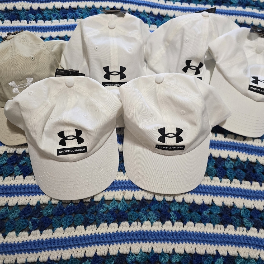 Under Armour White and Beige Caps